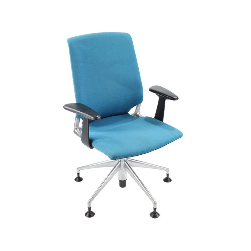 Vitra : Sedia da ufficio Meda con struttura in alluminio in tessuto blu - Ricondizionata