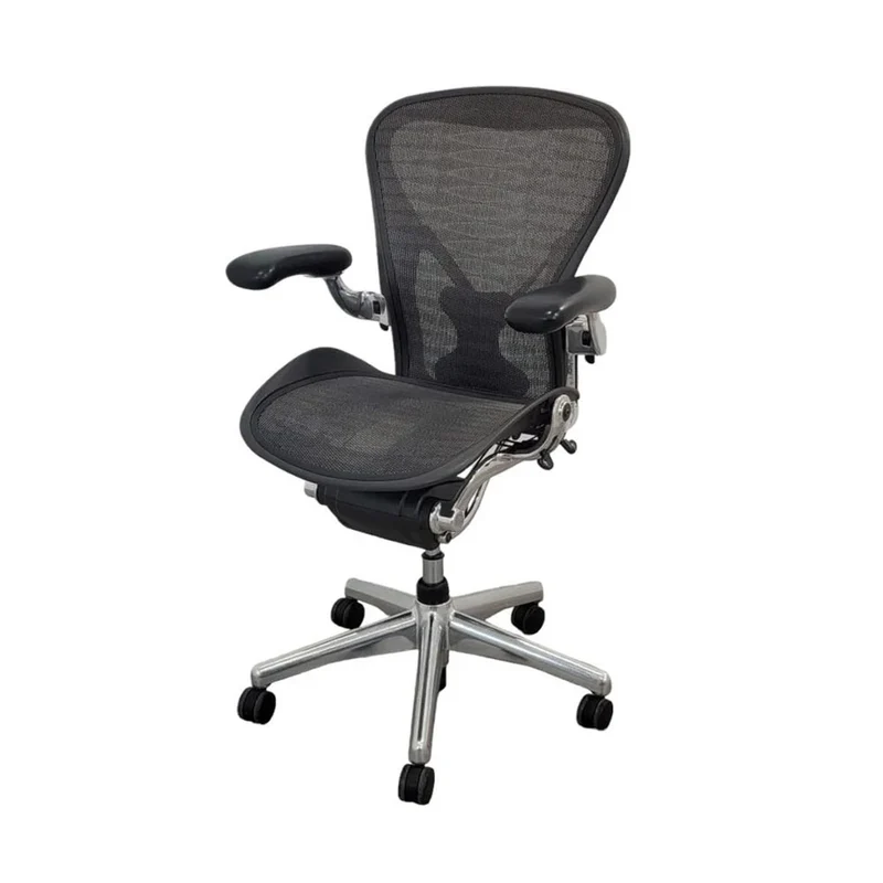 Herman Miller : Aeron - Size B - Casa completa con telaio in alluminio (trama Tuxedo) - Ristrutturata