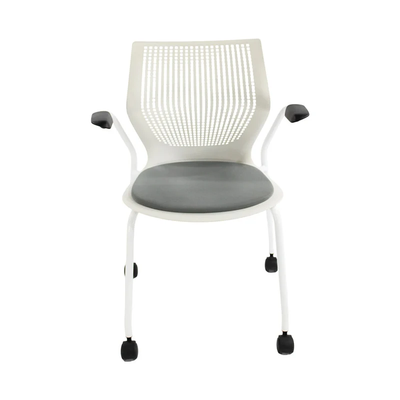 Knoll : Multigeneration Sedia da riunione con ruote in tessuto grigio - Ricondizionata
