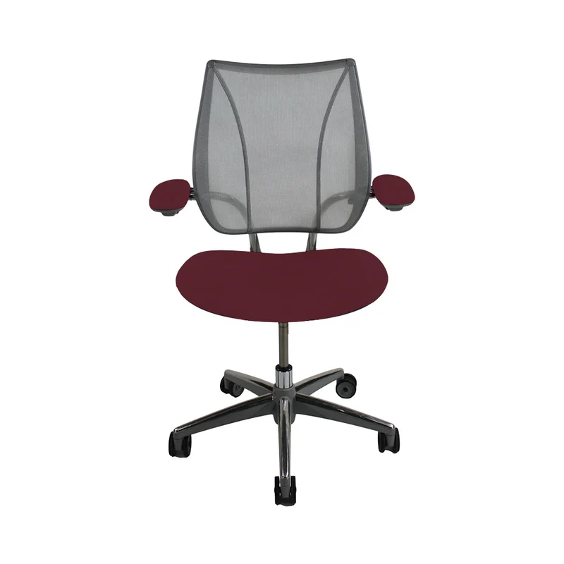 Humanscale : Liberty Sedia da ufficio in pelle bordeaux - Ristrutturata