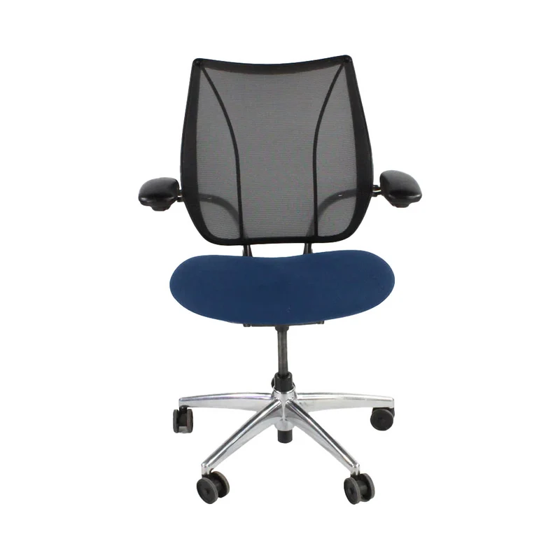 Humanscale : Liberty Sedia da ufficio in tessuto blu con struttura in alluminio - Ricondizionata