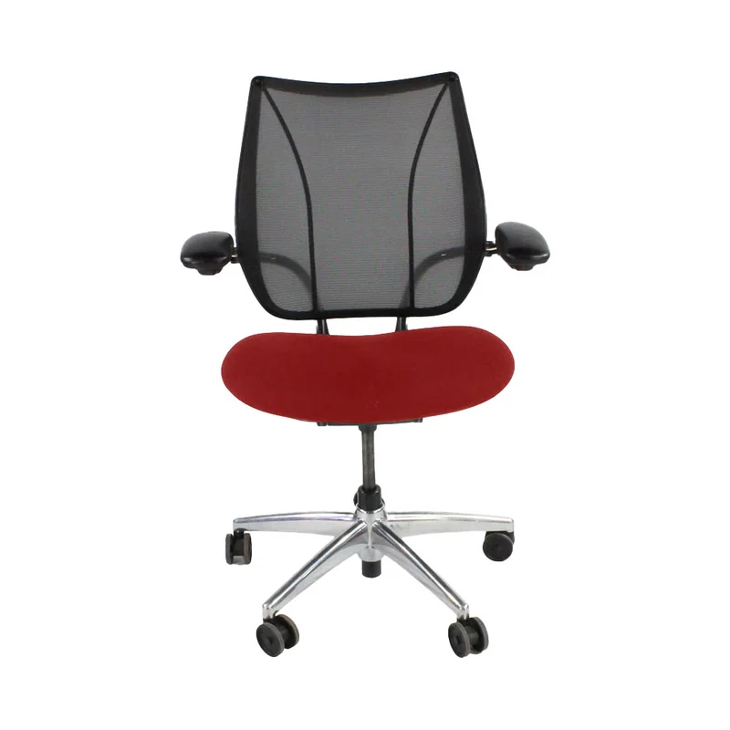 Humanscale : Liberty Sedia da ufficio in tessuto rosso con struttura in alluminio - Ricondizionata