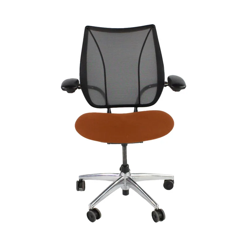 Humanscale : Liberty Sedia da ufficio in pelle color cuoio con struttura in alluminio - Ricondizionata
