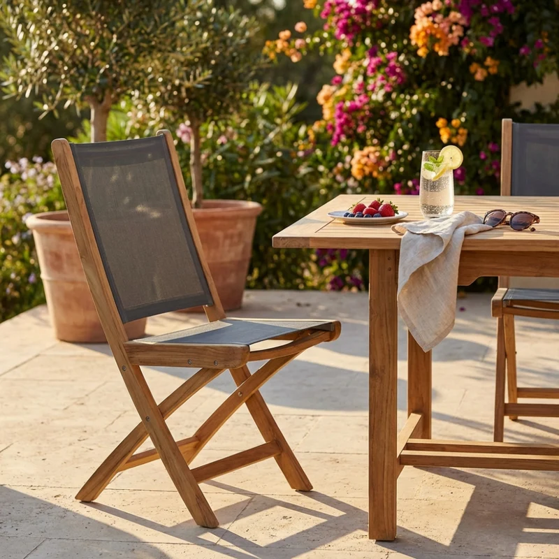 Sedia Lahore in Teak e Textilene