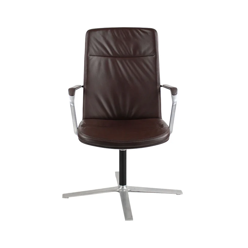 Orangebox: Sedia da riunione Calder Base a 4 Razze in Pelle Marrone - Ristrutturata