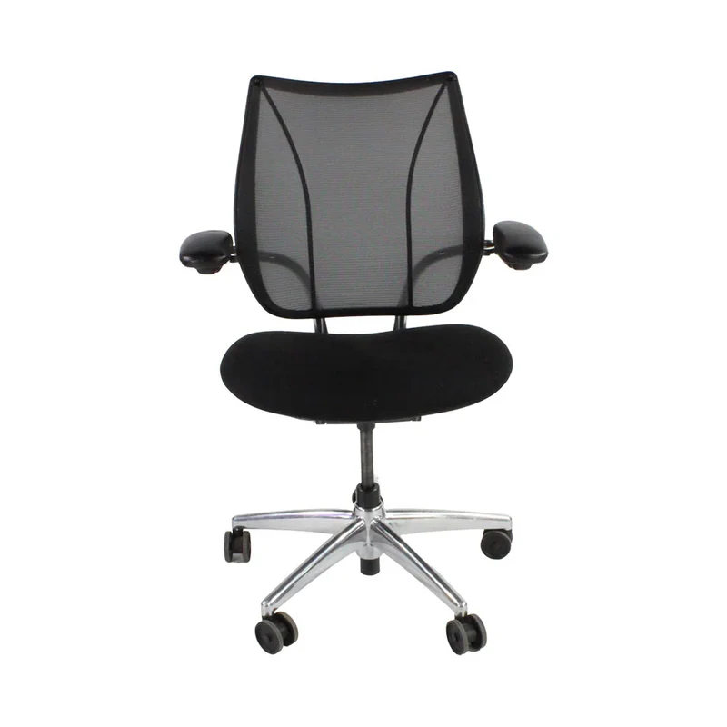 Humanscale : Liberty Sedia da ufficio in tessuto nero con struttura in alluminio - Ricondizionata