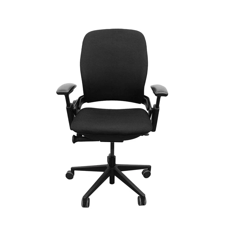 Steelcase : Leap V2 Sedia da ufficio con braccioli regolabili in altezza - Pelle nera - Ricondizionata