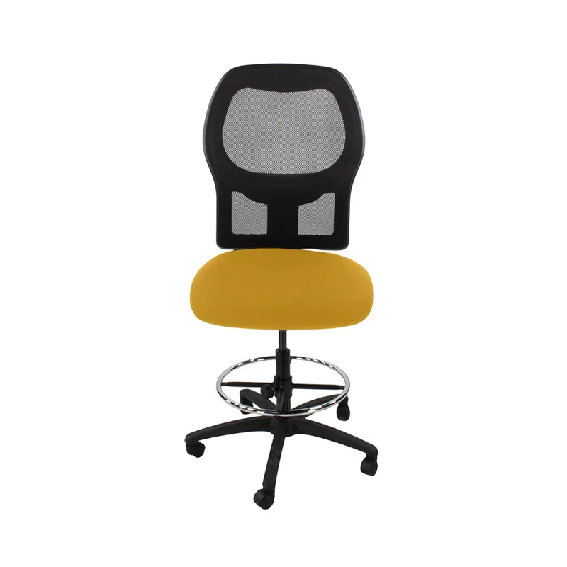 Ahrend Sedia da disegno modello 160 senza braccioli, in tessuto giallo - base nera - ricondizionata