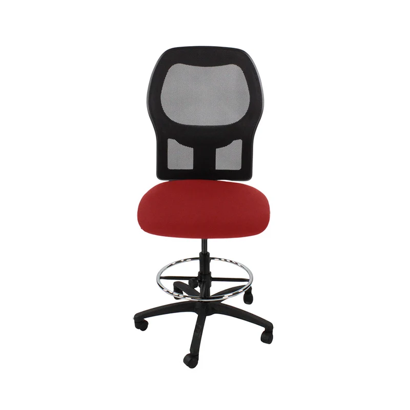 Ahrend Sedia da disegno modello 160 senza braccioli in tessuto rosso - base nera - ricondizionata