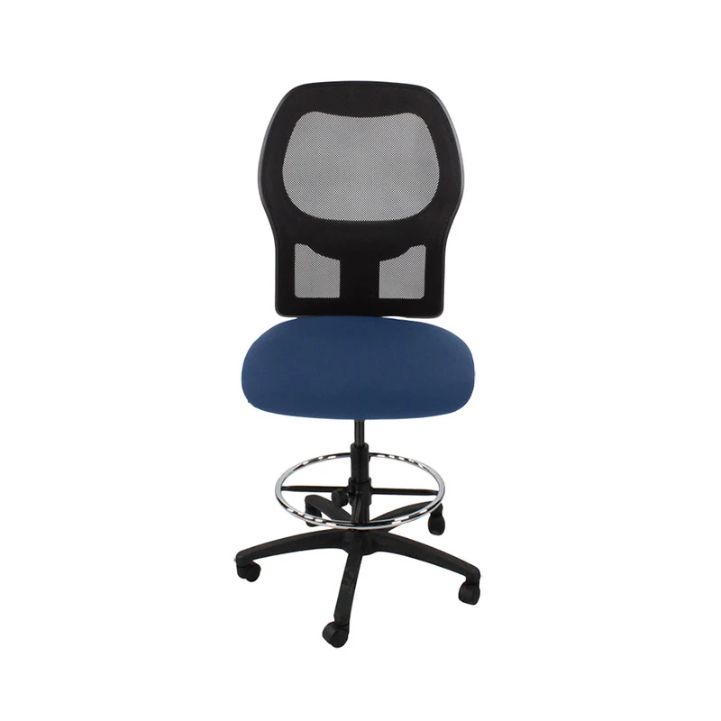 Ahrend Sedia da disegno modello 160 senza braccioli in tessuto blu - base nera - ricondizionata