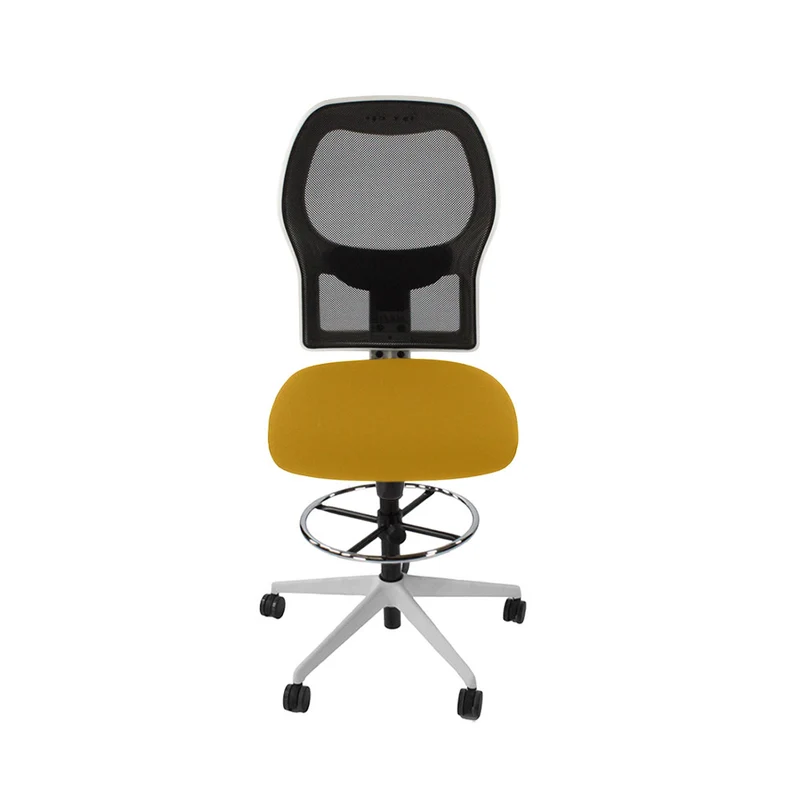 Ahrend Sedia da disegno modello 160 senza braccioli in tessuto giallo - base bianca - ricondizionata