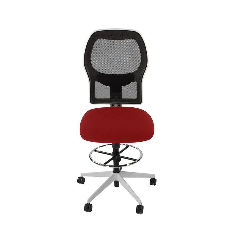 Ahrend Sedia da disegno modello 160 senza braccioli in tessuto rosso - base bianca - ricondizionata