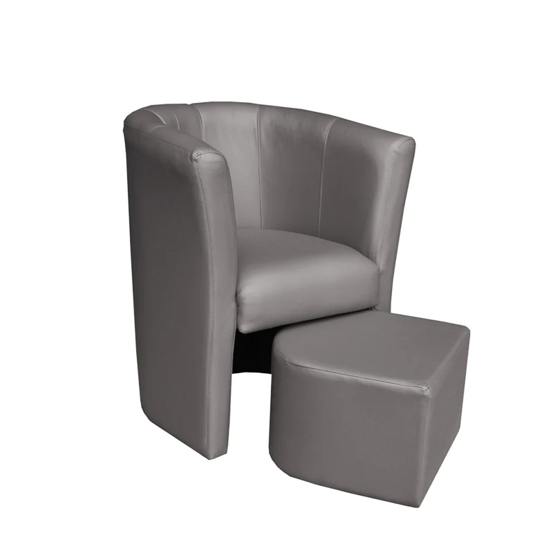 poltrona Veronica in ecopelle con pouf estraibile