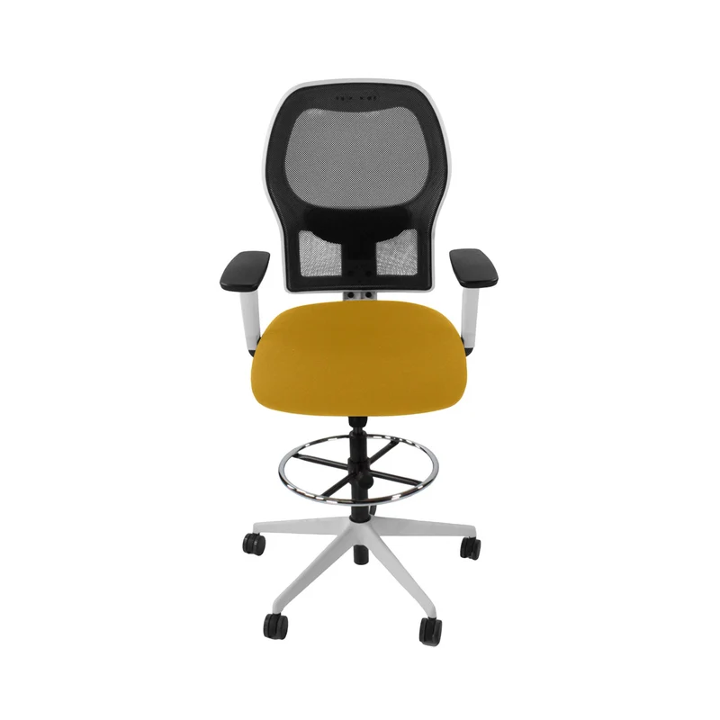 Ahrend Sedia da disegno modello 160 in tessuto giallo - base bianca - ricondizionata
