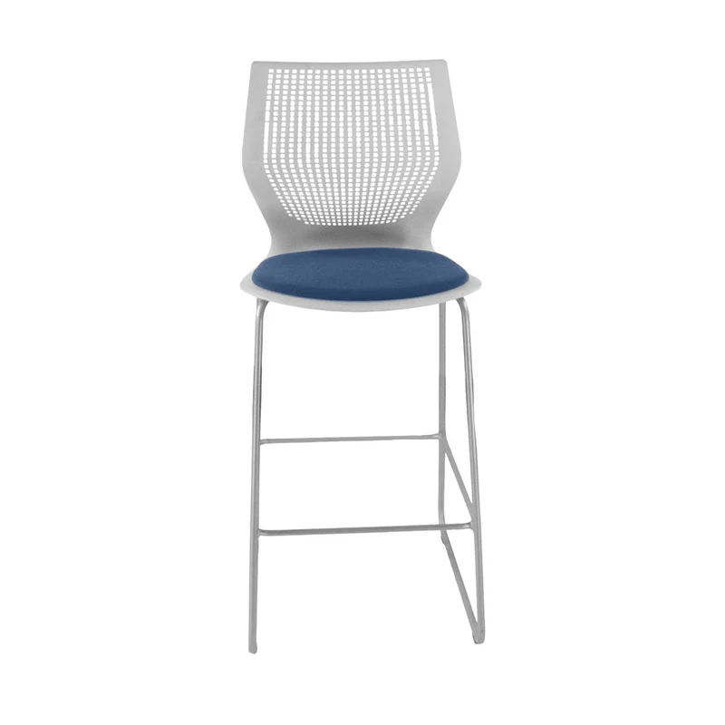 Knoll : Multigeneration Sgabello in tessuto blu - Ristrutturato