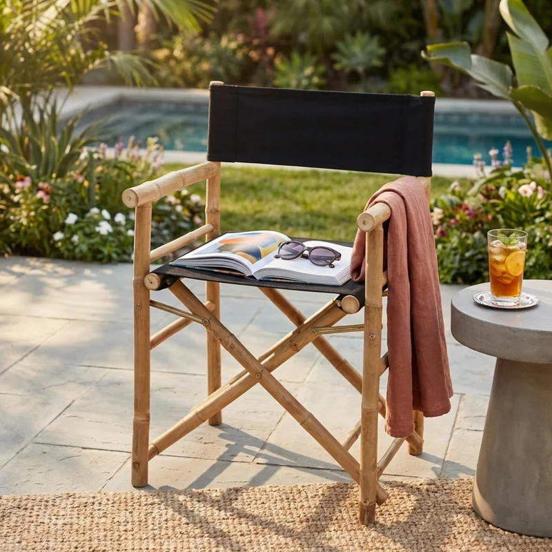 Sedia Regista Mojito Nera in Bamboo Naturale