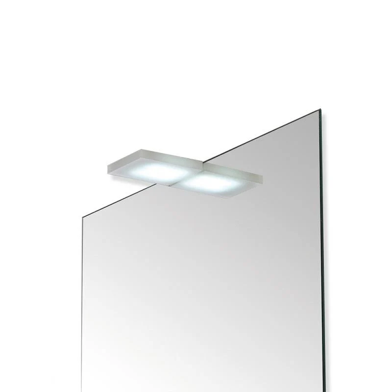 lampada led universale in acciaio e plexiglass per specchio a filo e su pannello