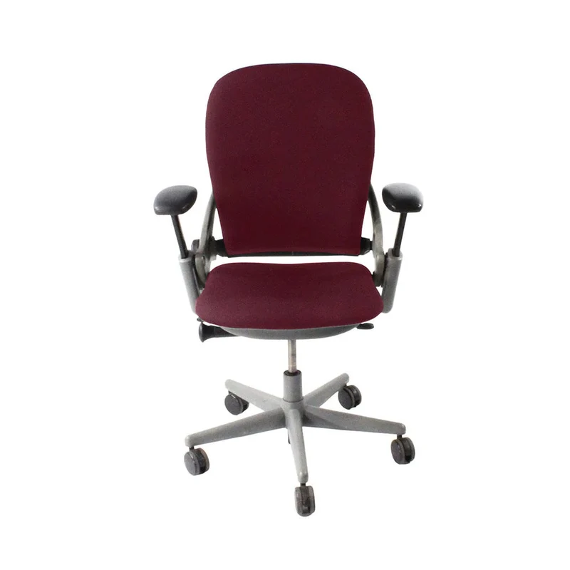 Steelcase : Leap V1 Sedia da ufficio - Struttura grigia/pelle bordeaux - Ricondizionata