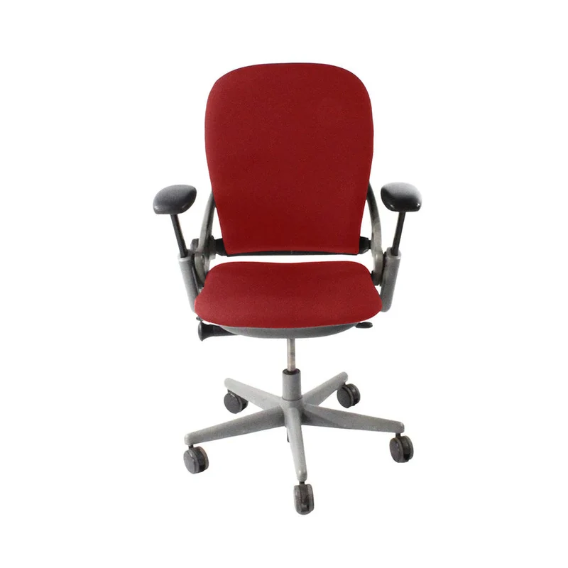 Steelcase : Leap V1 Sedia da ufficio - Struttura grigia/Tessuto rosso - Ricondizionata