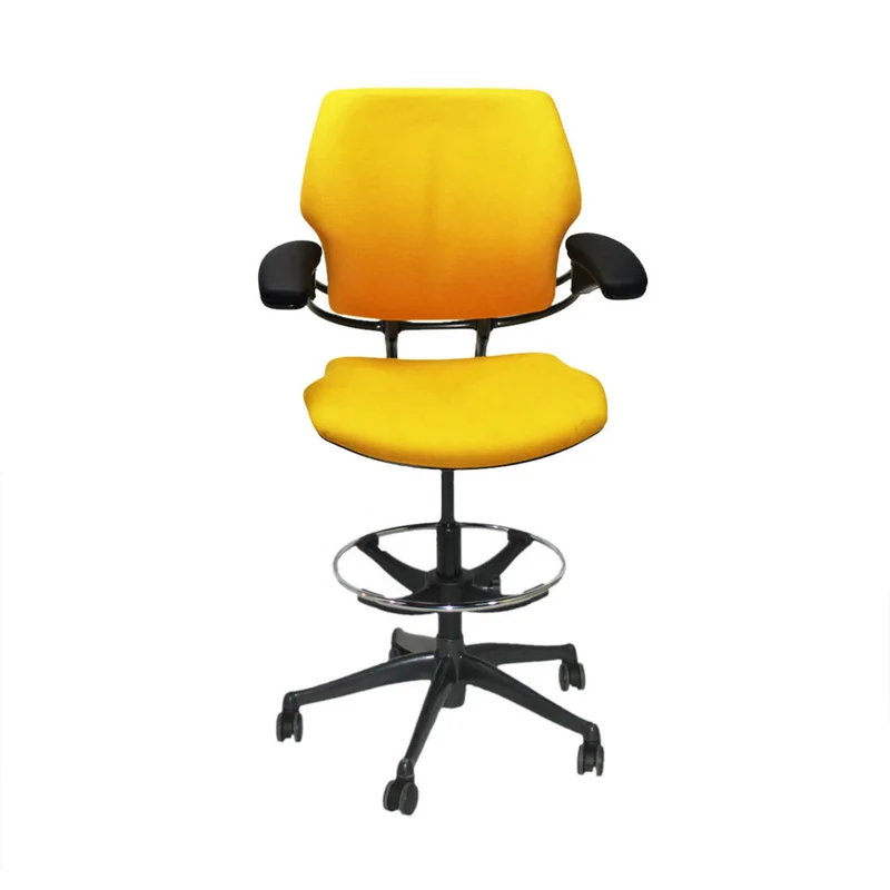 Humanscale : Freedom Sedia da disegnatore in tessuto giallo - Ristrutturata