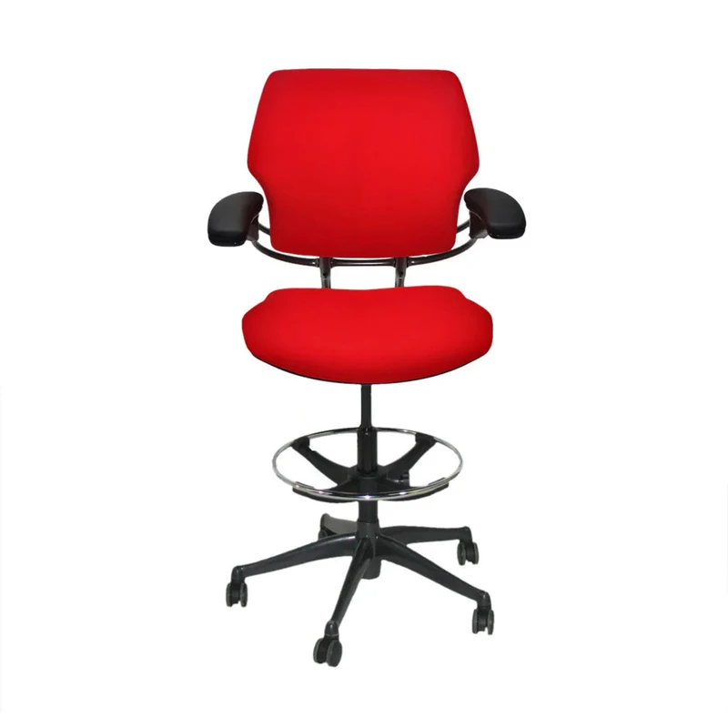 Humanscale : Freedom Sedia da disegnatore in tessuto rosso - Ristrutturata