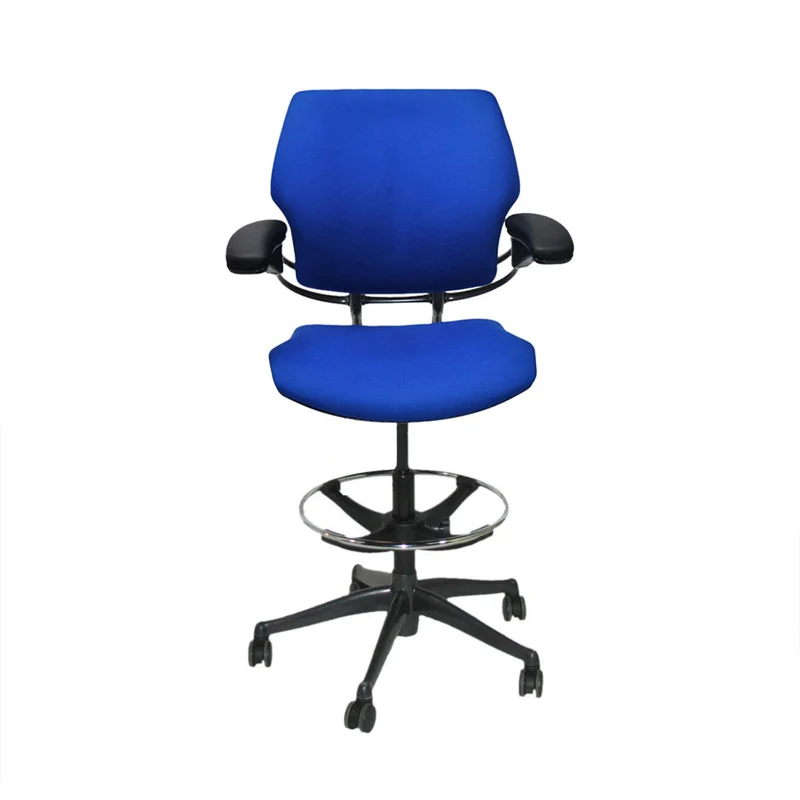 Humanscale : Freedom Sedia da disegnatore in tessuto blu - Ristrutturata