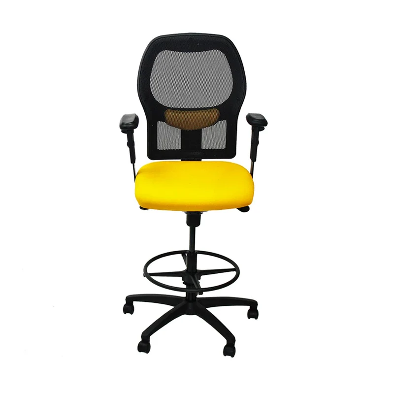 Ahrend Sedia da disegno modello 160 in tessuto giallo - base nera - ricondizionata