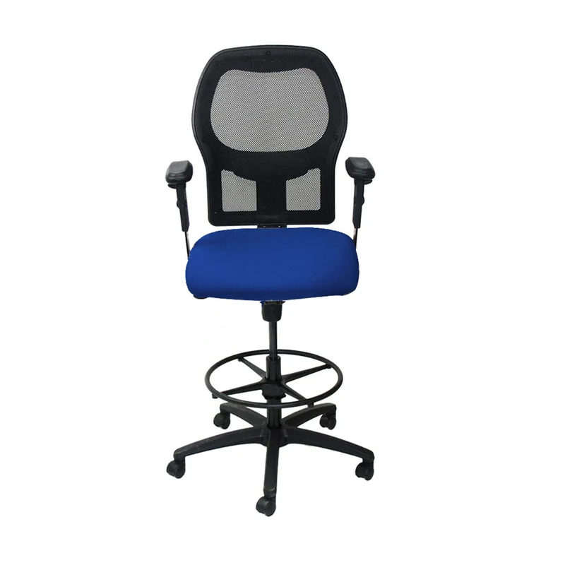 Ahrend Sedia da disegno modello 160 in tessuto blu - base nera - ricondizionata