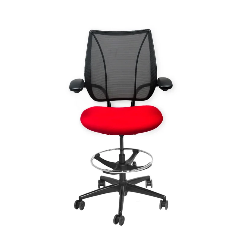 Humanscale : Liberty Sedia da disegnatore in tessuto rosso - Ristrutturata