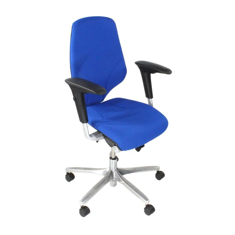 Giroflex Sedia da ufficio G64 in tessuto blu con struttura in alluminio - Ricondizionata