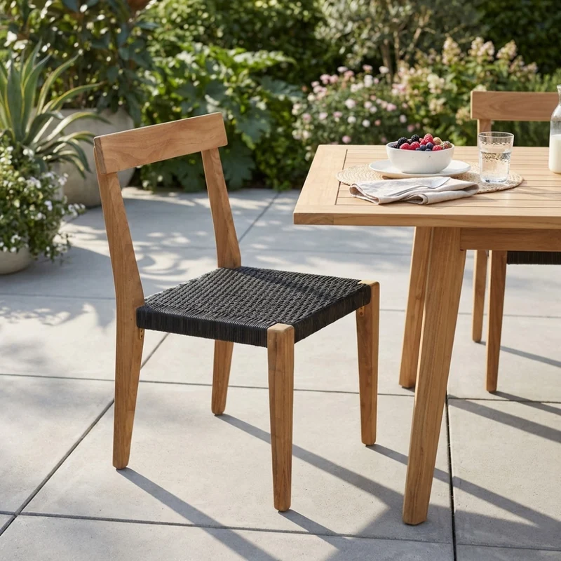 Sedia Delhi in Teak e Corda Intrecciata