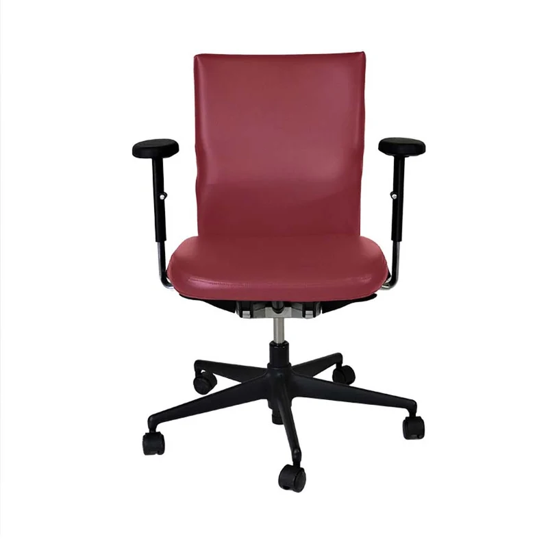 Vitra : Axess Sedia da ufficio in pelle bordeaux - Ricondizionata