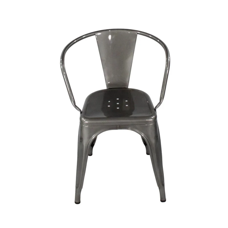 Tolix : Sedia da caffè Chaise A in grigio canna di fucile - Ristrutturata