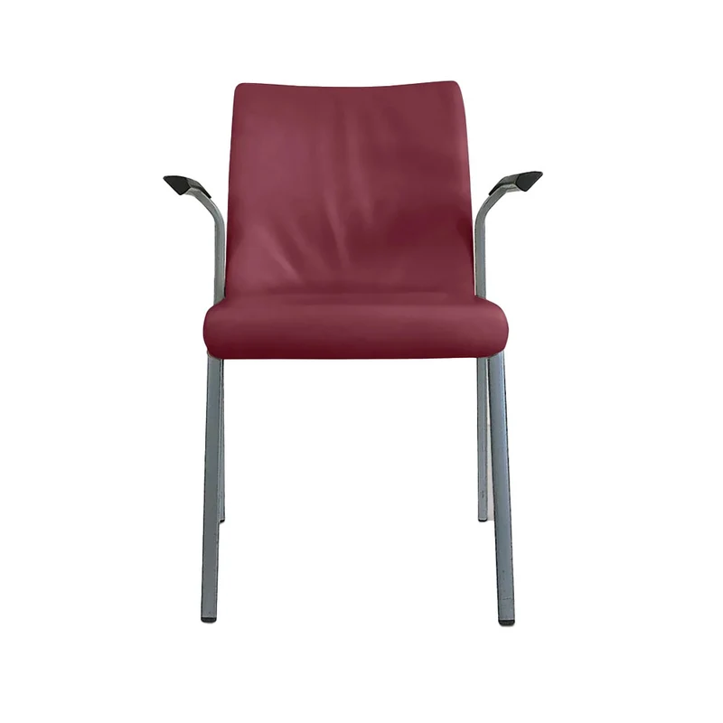 Steelcase Sedia impilabile in pelle bordeaux - Ristrutturata