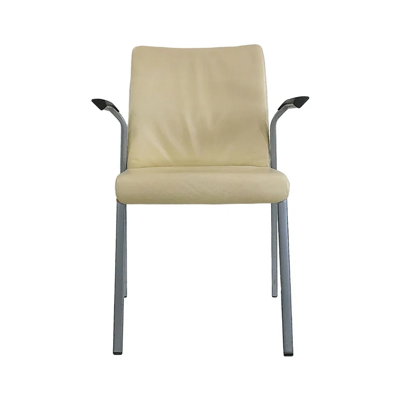 Steelcase Sedia impilabile in pelle color crema originale - Restaurata