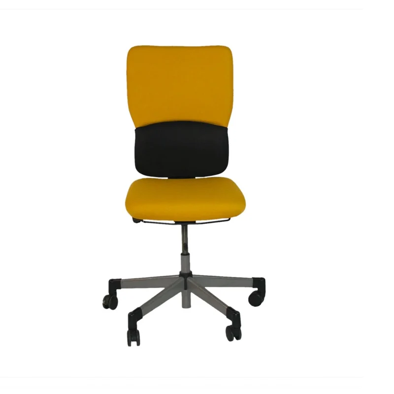 Steelcase : Lets B - Sedia operativa con schienale alto in tessuto giallo senza braccioli - Ricondizionata