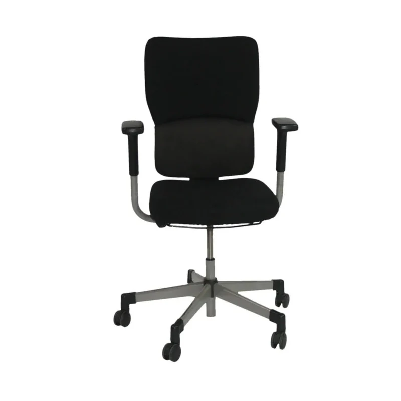Steelcase : Lets B - Sedia operativa con schienale alto in tessuto nero - Ristrutturata
