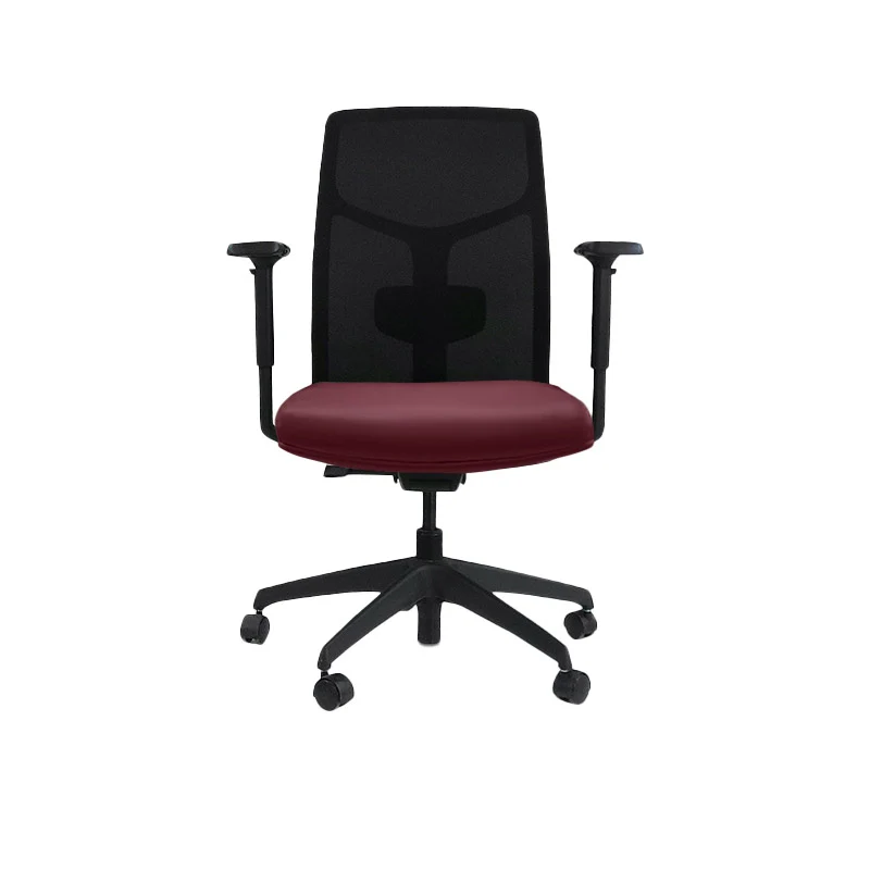 Boss Design : Tauro in pelle bordeaux - sedia operativa - ricondizionata