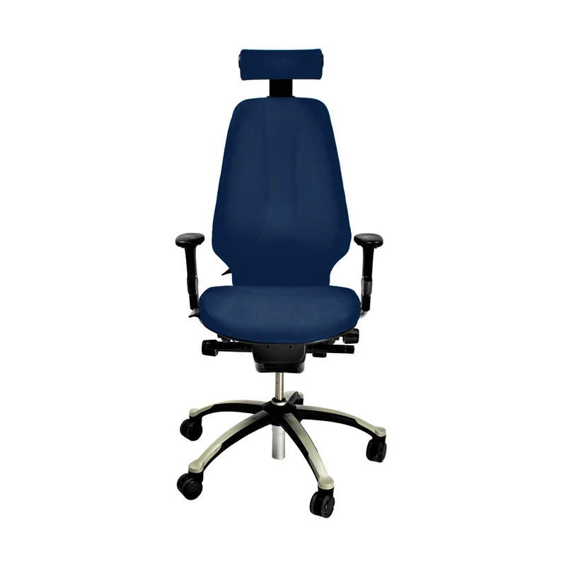 RH Logic: sedia da ufficio 400 con schienale alto e poggiatesta - Tessuto blu - Ristrutturata