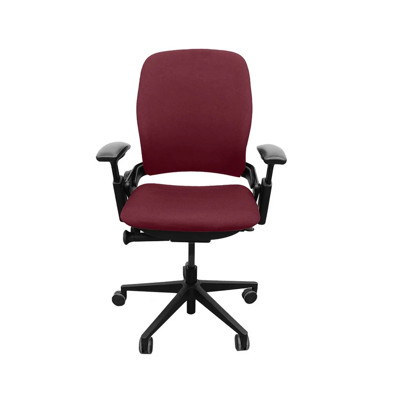 Steelcase : Leap V2 Sedia da ufficio - Pelle bordeaux - Ricondizionata