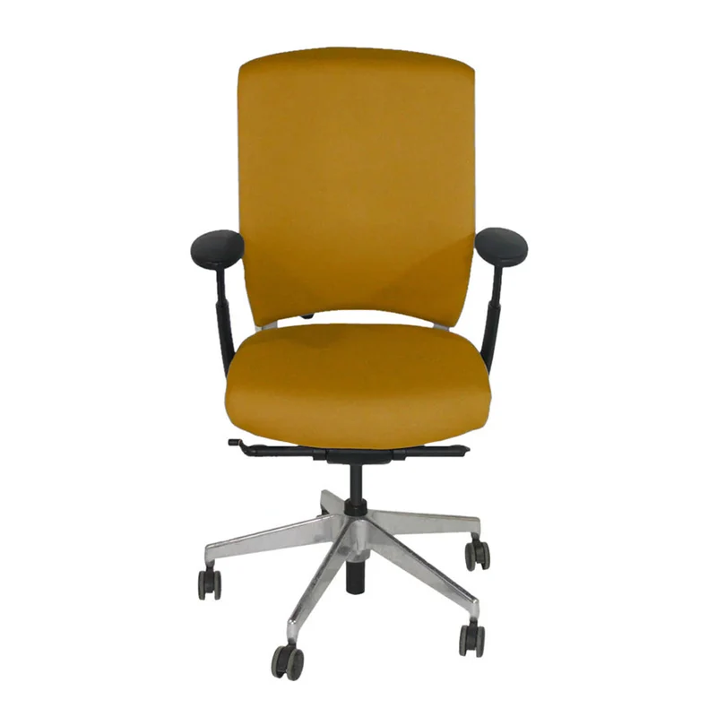 Senator Sedia da ufficio Enigma S21 con struttura in alluminio e rivestimento in tessuto giallo - Ricondizionata