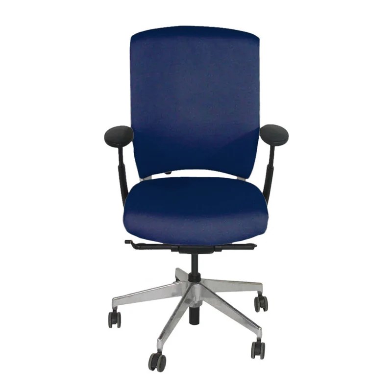 Senator Sedia da ufficio Enigma S21 con struttura in alluminio e rivestimento in tessuto blu - Ricondizionata