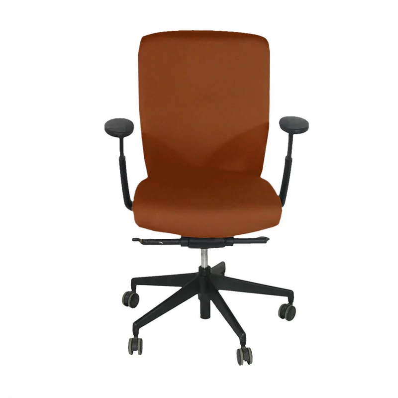 Senator Sedia da ufficio Enigma S21 con struttura nera e rivestimento in pelle color cuoio - Ricondizionata