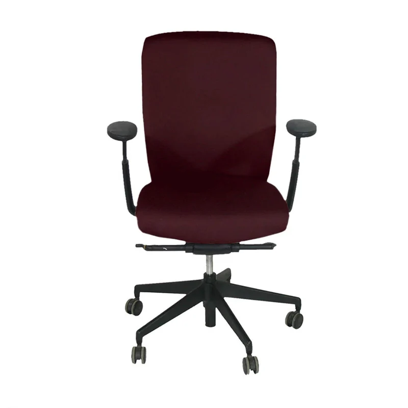 Senator Sedia da ufficio Enigma S21 con struttura nera e rivestimento in pelle bordeaux - Ricondizionata