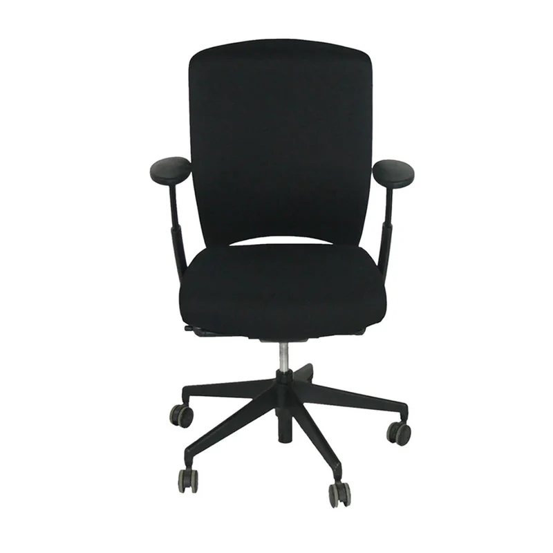Senator Sedia da ufficio Enigma S21 con struttura nera e rivestimento in pelle nera - Ricondizionata