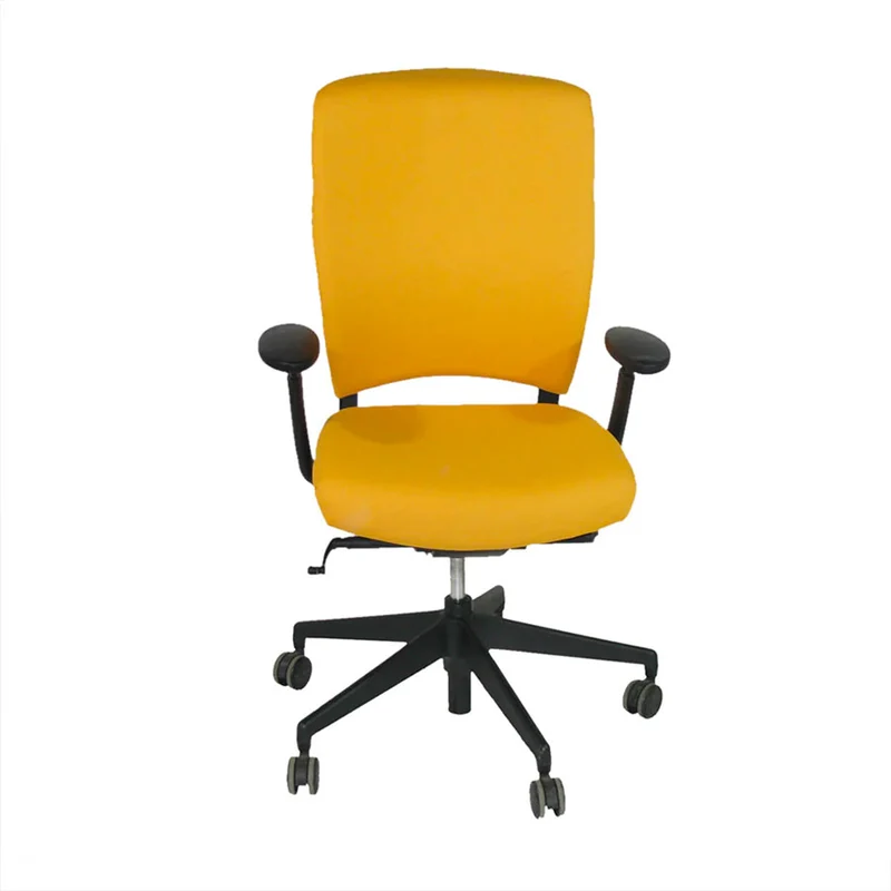 Senator Sedia da ufficio Enigma S21 con struttura nera e rivestimento in tessuto giallo - Ricondizionata
