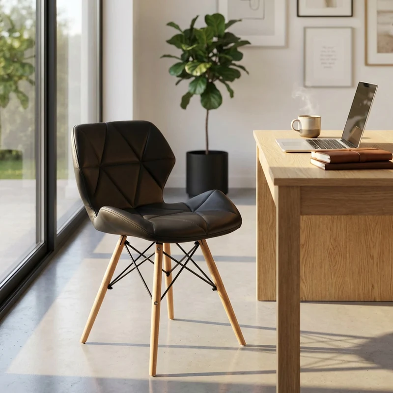 Sedia Annapolis in Poliuretano Nero e Legno