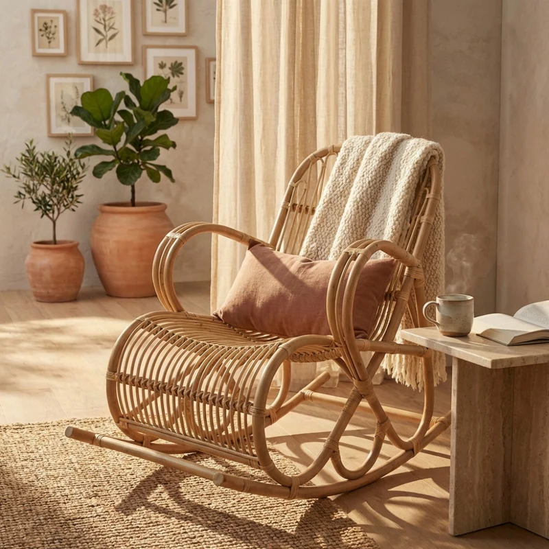 Poltrona a Dondolo Paloma in Bamboo Naturale