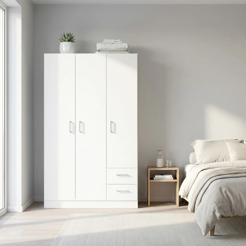 Armadio MK801517 in Truciolare Bilaminato Bianco