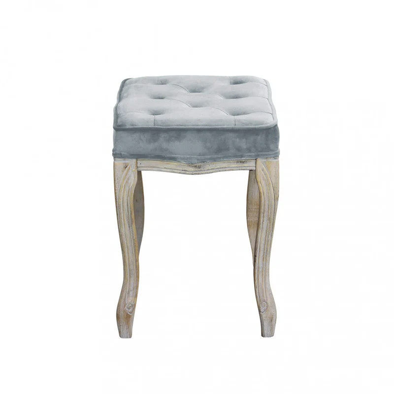 Sgabello Marly in Legno e Velluto Grigio